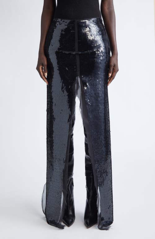 Rick Owens Concordians Sequin & Chiffon Sliced Skirt In Black