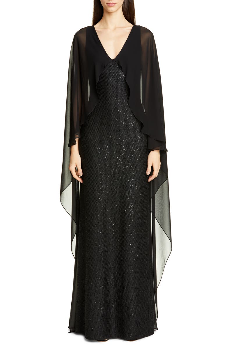 St. John Collection Sculpted Sequin Tuck Knit Gown, Main, color, 