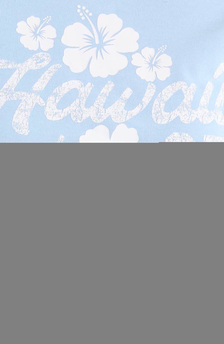 PacSun <p>Hawaii 25 Off the Shoulder Graphic Tee</p>, Alternate, color, Light Blue