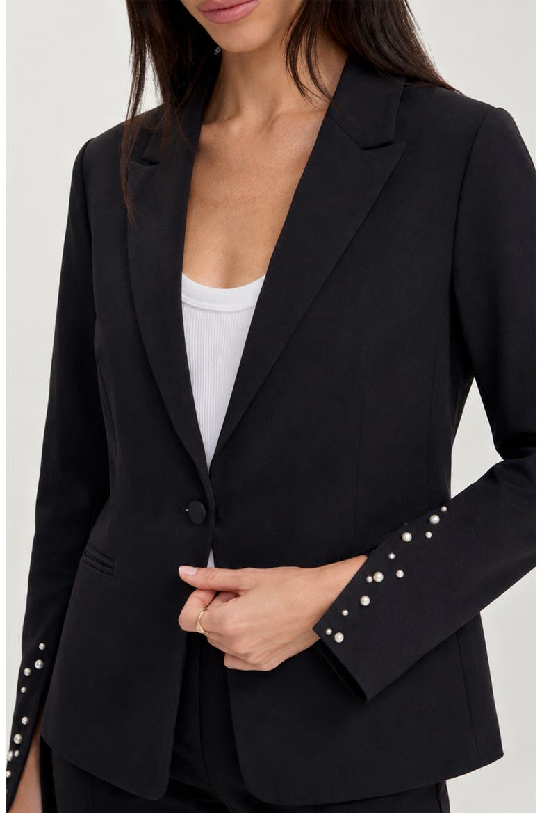 Imitation Pearl Detail Blazer, Alternate, color, BLACK