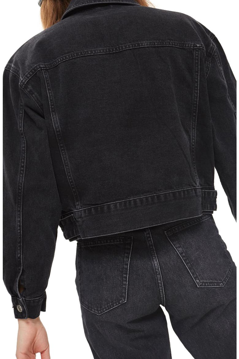Boxy Crop Denim Jacket, Alternate, color, WASHED BLACK