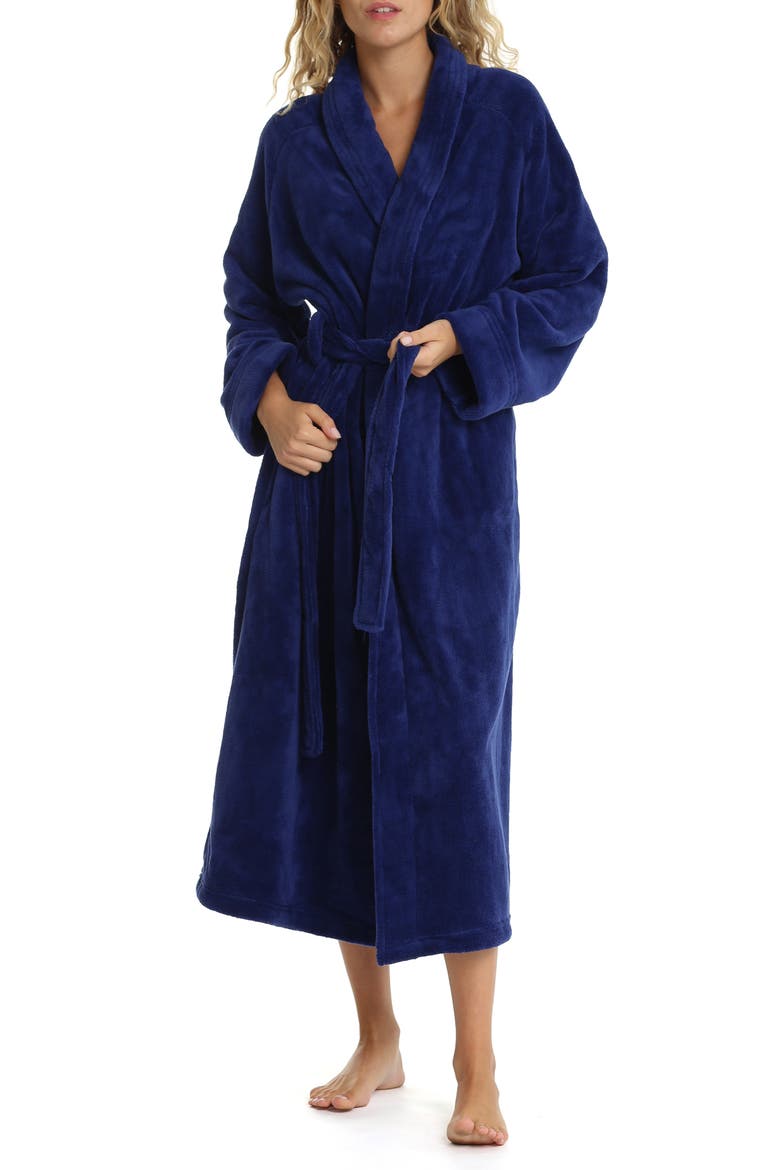 Plush Longline Robe, Main, color, NAVY