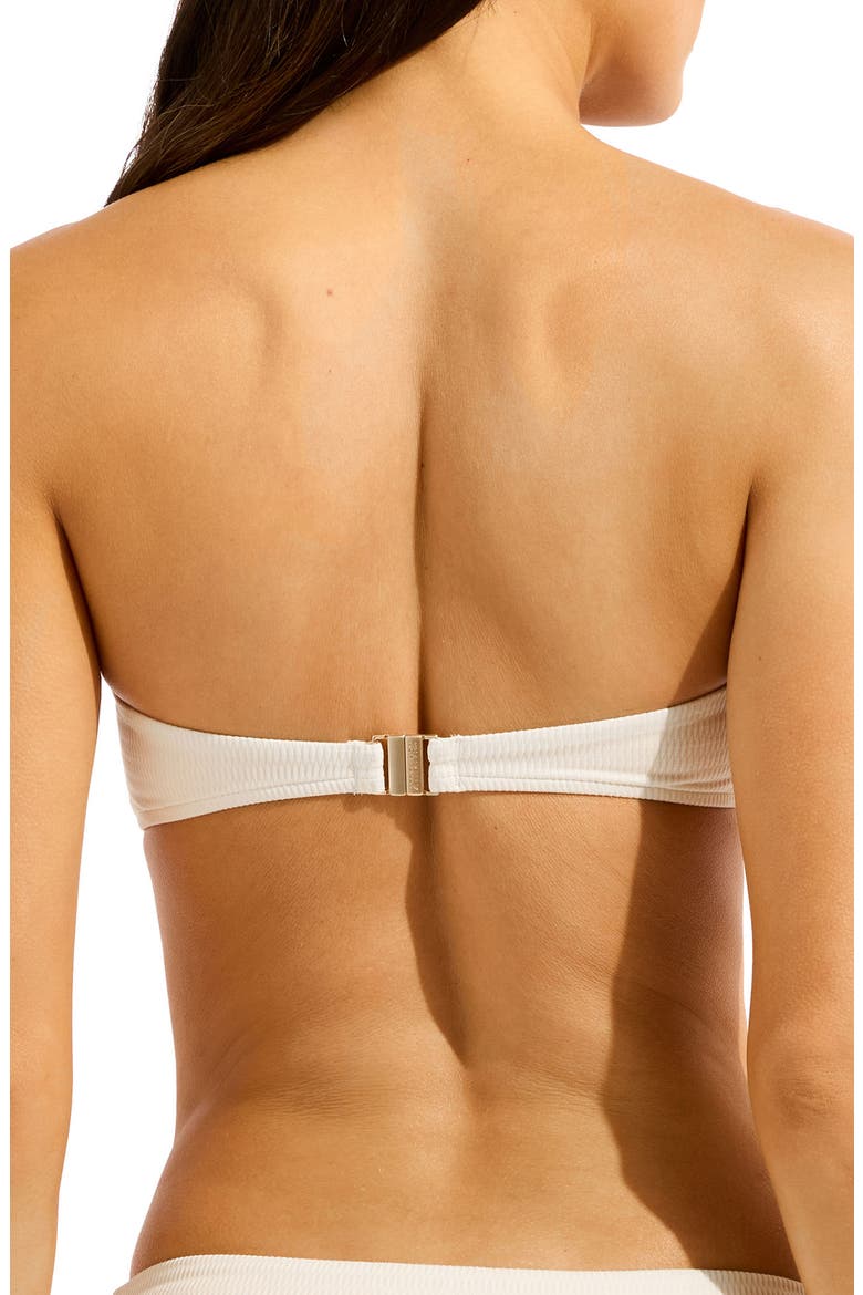 Contrast Binding Bandeau Bikini Top, Alternate, color, ECRU