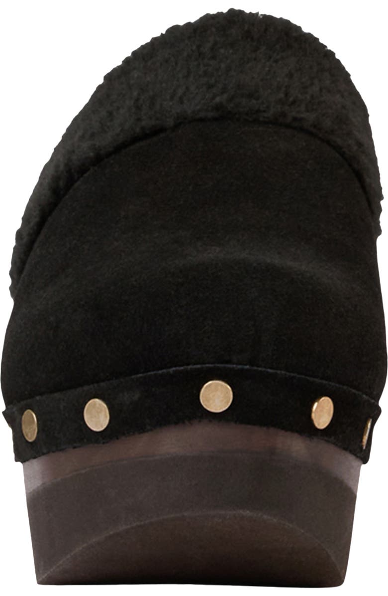 André Assous Olivia Faux Shearling Clog, Alternate, color, Black Suede