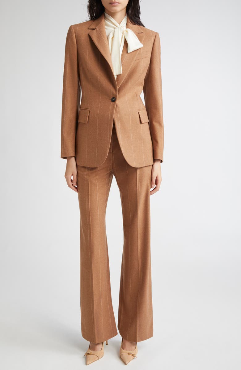 Eleventy Pinstripe Wool Straight Leg Pants, Alternate, color, 157 Cognac