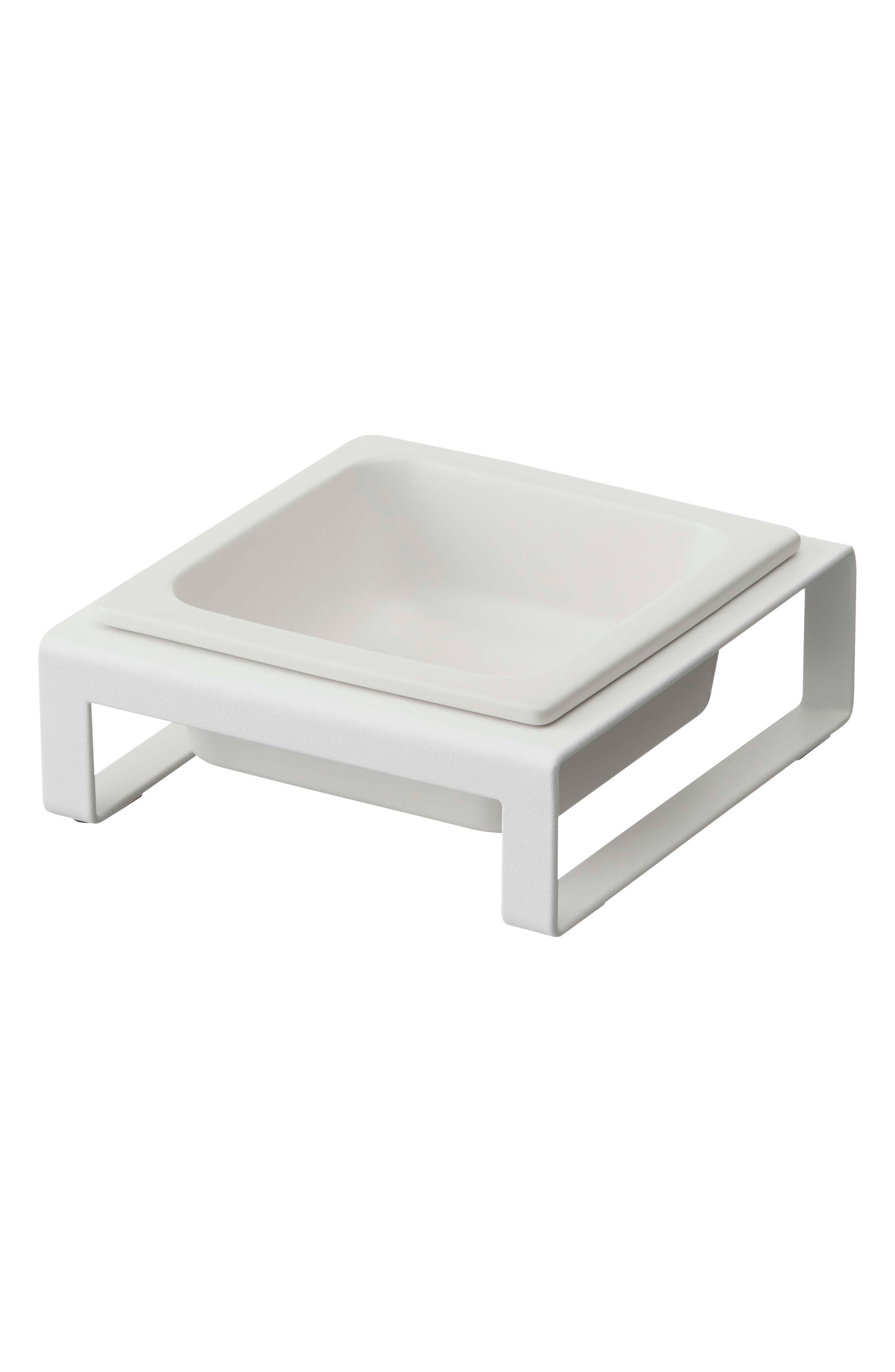 Yamazaki Pet Food Bowl & Short Stand in White 