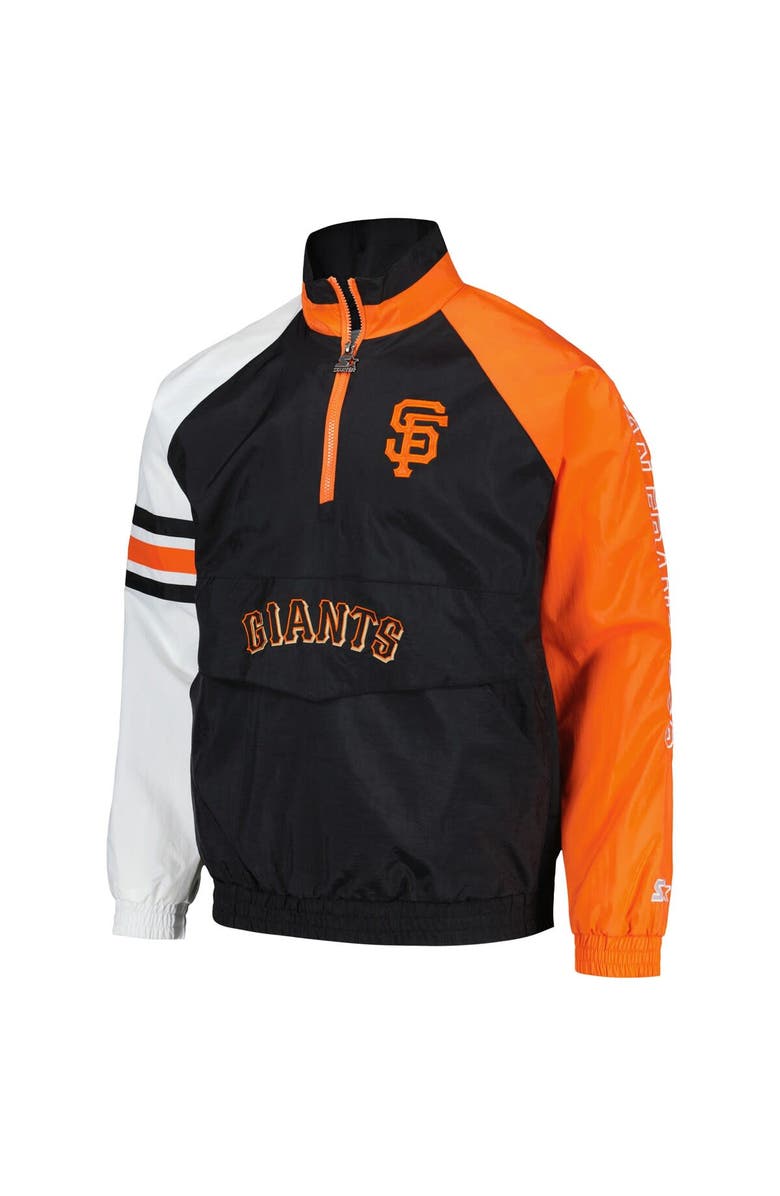 STARTER Men's Starter Black/Orange San Francisco Giants Elite Raglan Half-Zip Jacket, Alternate, color, Black