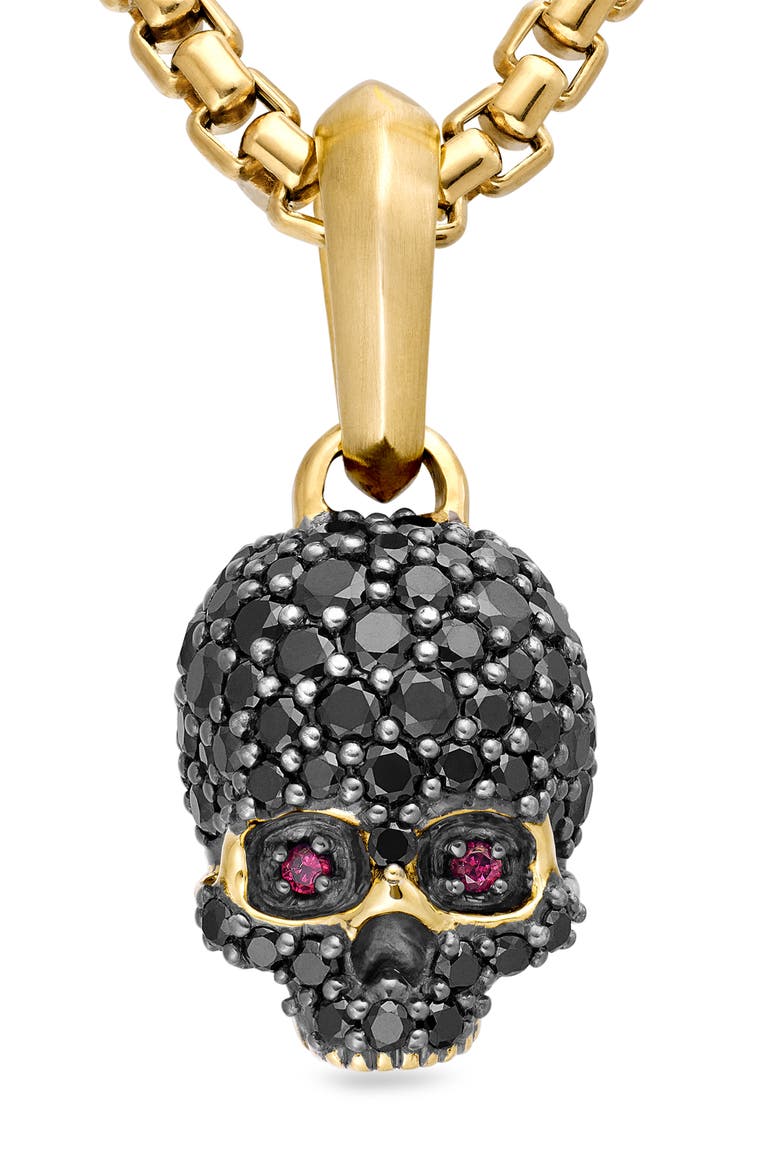 Men's Diamond Pavé Skull Pendant, Alternate, color, BLACK DIAMOND/ RUBY