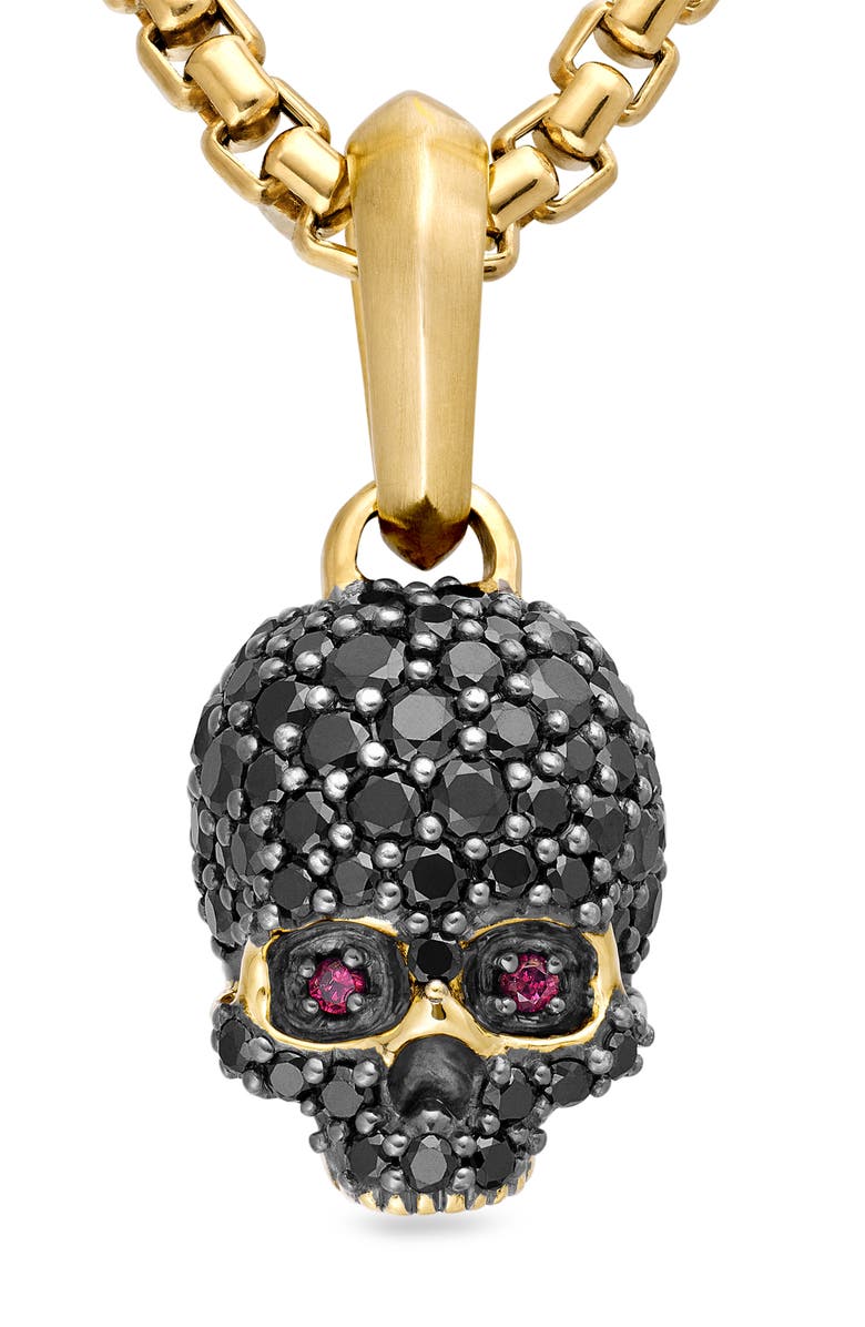 David Yurman Men's Diamond Pavé Skull Pendant, Alternate, color, Black Diamond/ Ruby