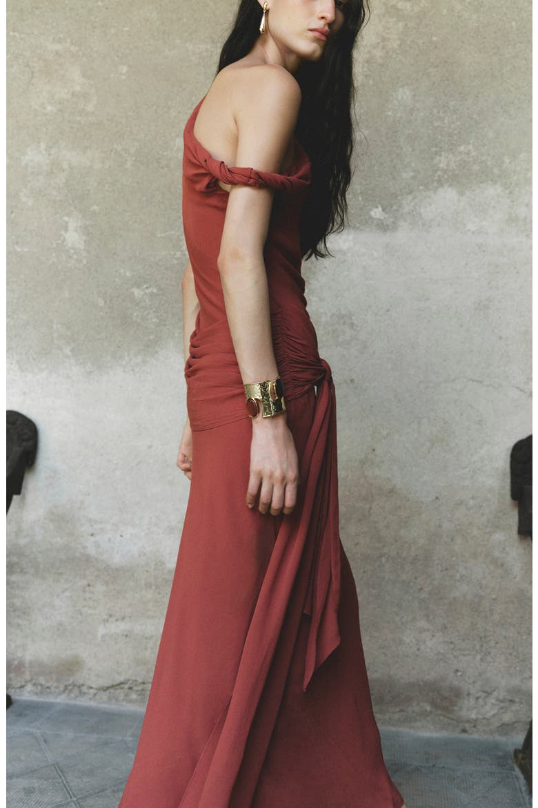 Drape Tie Waist Sleeveless Maxi Dress, Alternate, color, BURGUNDY