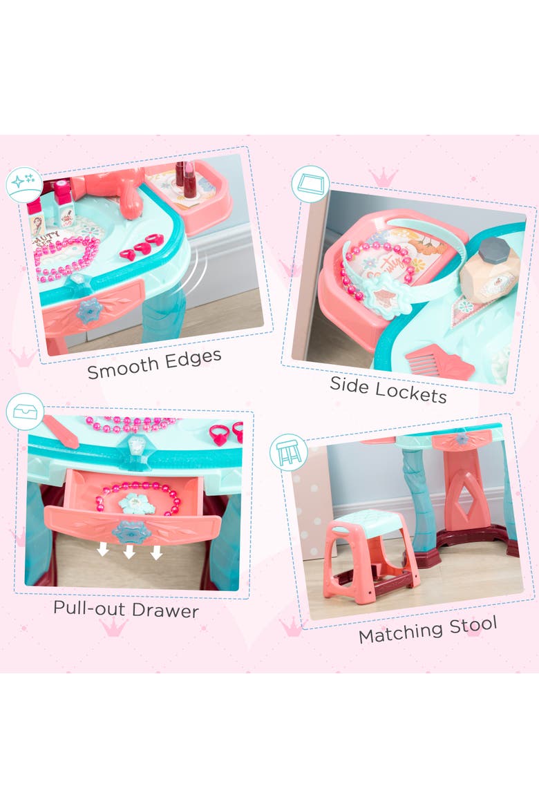Kids Vanity Set with Chair, 31-Piece Collection, Mirror, Music, Light, Alternate, color, Blue