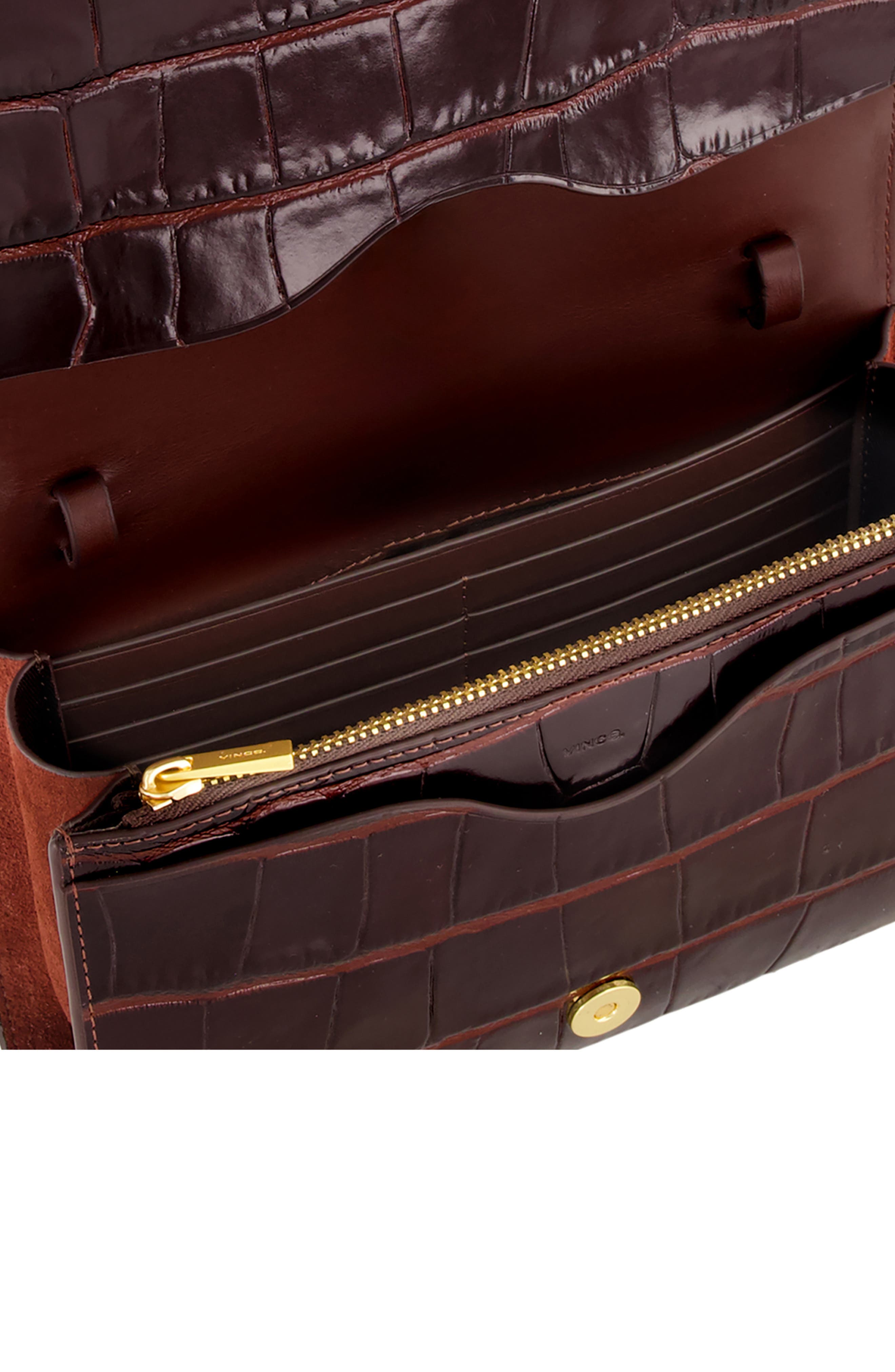 Athene Croc Embossed Leather Wallet on a Strap Crossbody, Alternate, color, BLACK ROSE