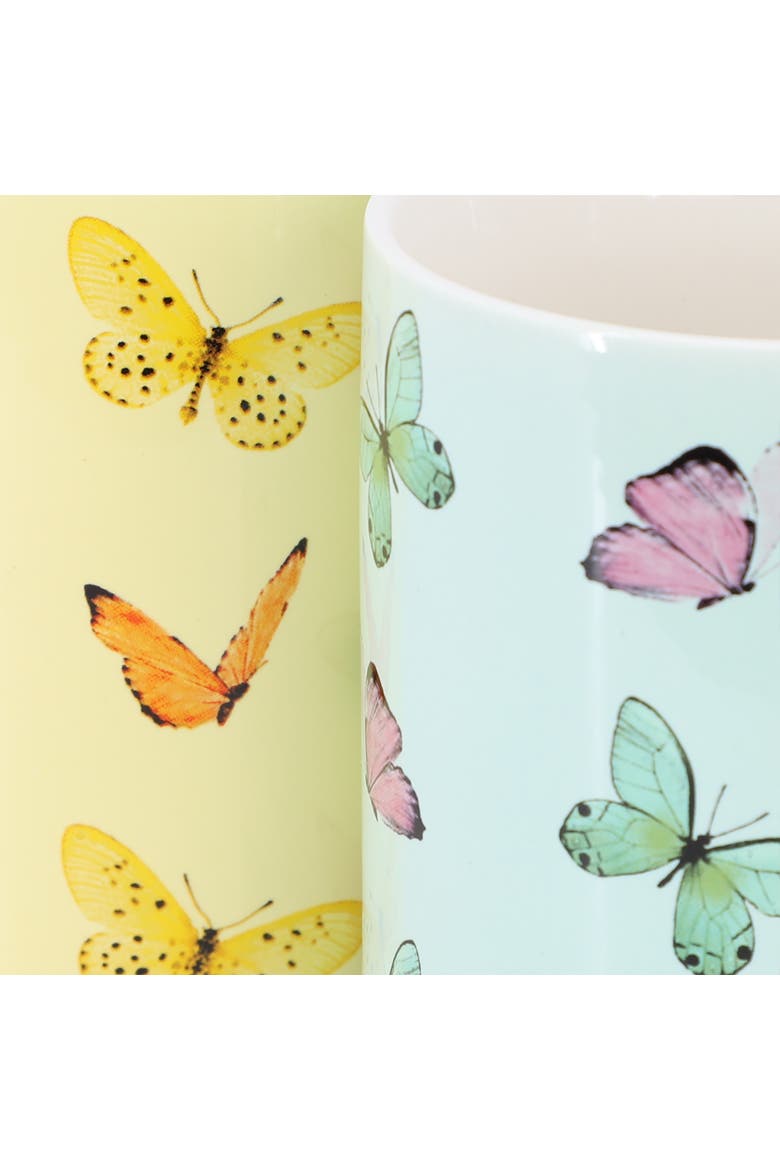 Butterfly Pop 4 Piece 18 Ounce Stoneware Mug Set, Alternate, color, Green