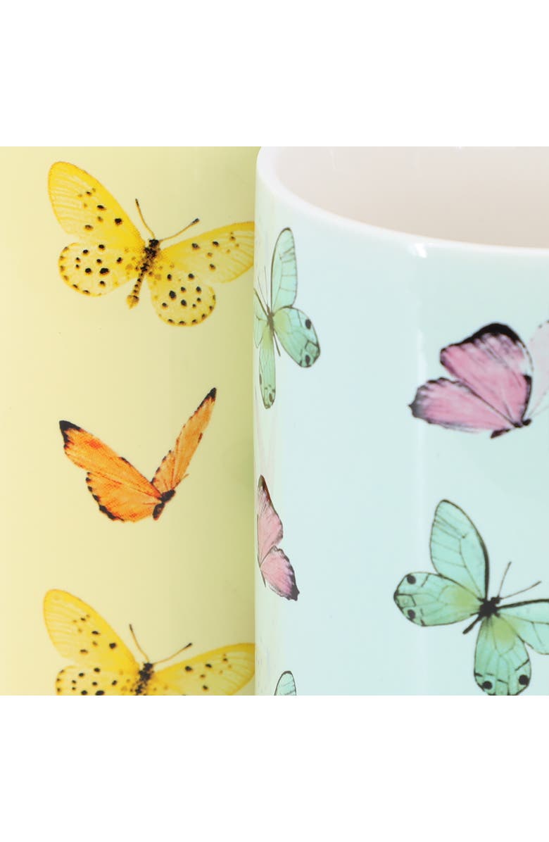 Gibson Home Butterfly Pop 4 Piece 18 Ounce Stoneware Mug Set, Alternate, color, Green
