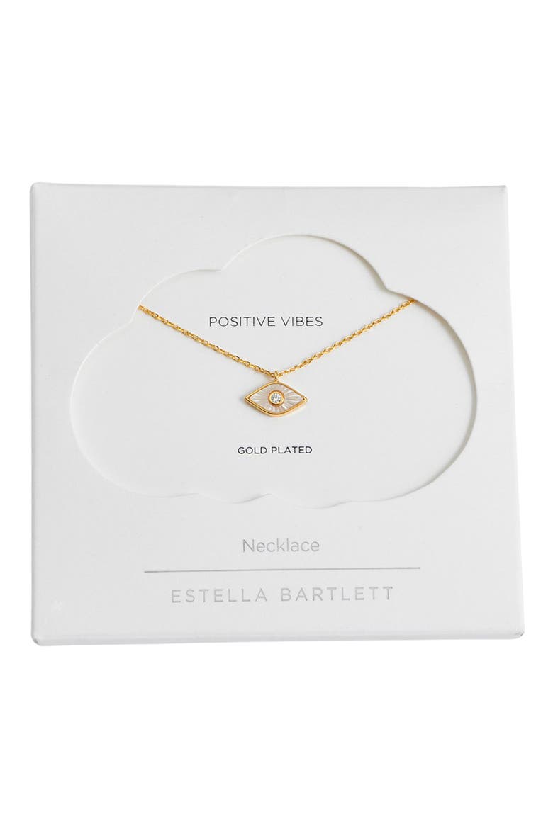 Mother-of-Pearl Evil Eye Pendant Necklace, Alternate, color, SILVER/ GOLD