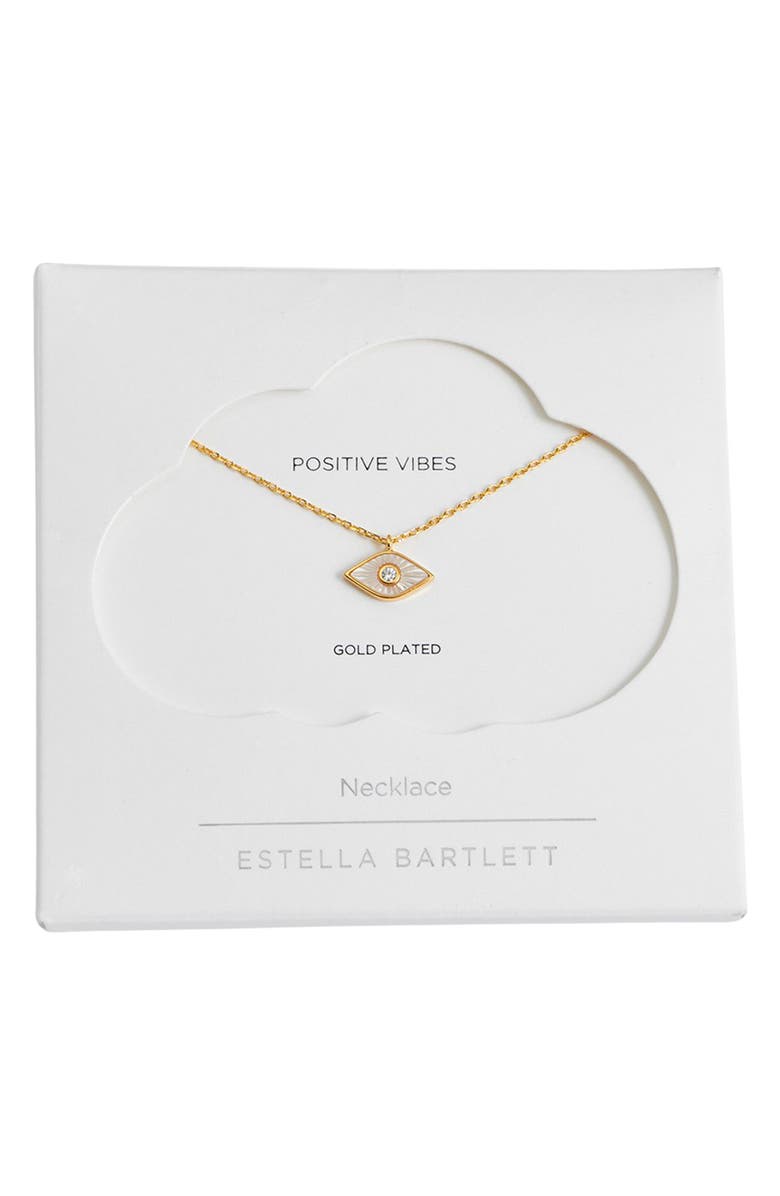 Estella Bartlett Mother-of-Pearl Evil Eye Pendant Necklace, Alternate, color, Silver/ Gold