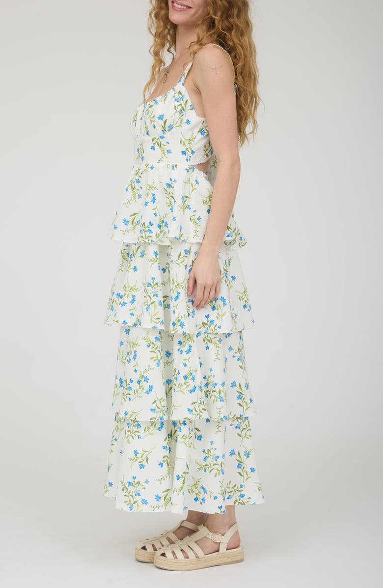 Blu Pepper Back Bow Sleeveless Tiered Maxi Dress, Alternate, color, Blue Multi