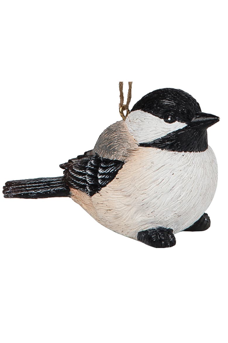 Hanging Black & White Chickadee Bird Tree Ornaments Figurines, Assortment of 3, Alternate, color, Gray