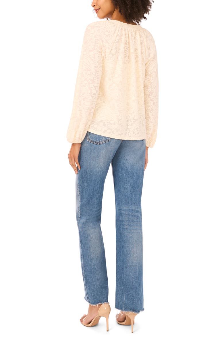 Vince Camuto Texture Tie Neck Top, Alternate, color, Birch