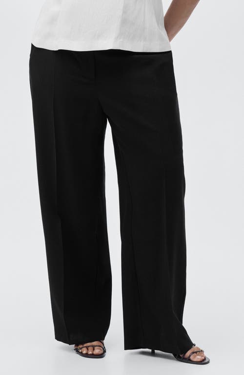 Mango Carlos Wide Leg Pants In Black