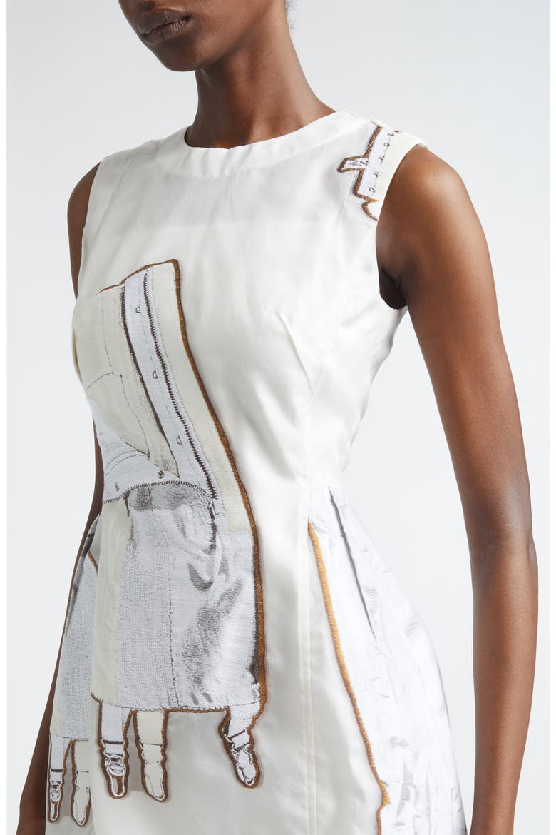 Collage Jacquard Organza Minidress, Alternate, color, CHALK/ PLASTER