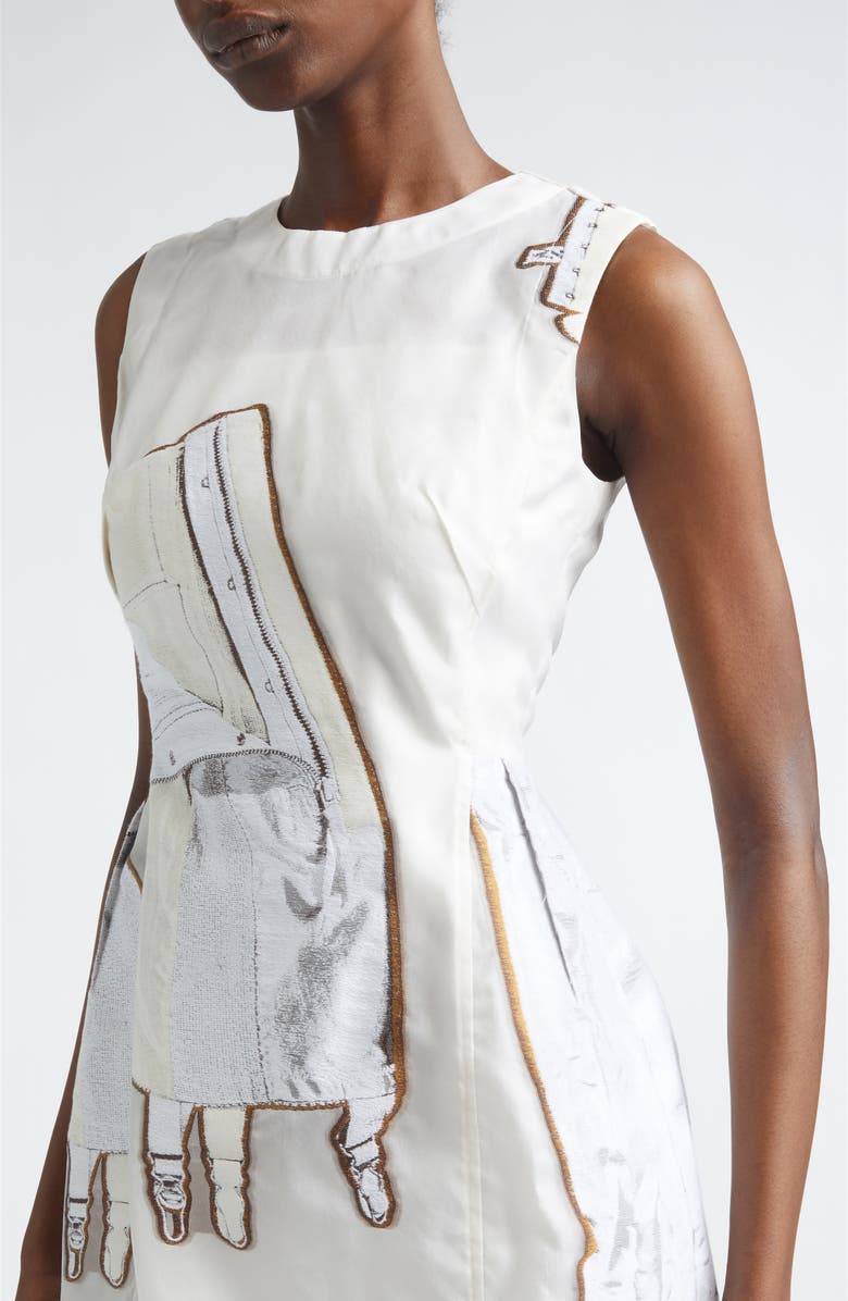 Jason Wu Collection Collage Jacquard Organza Minidress, Alternate, color, Chalk/ Plaster