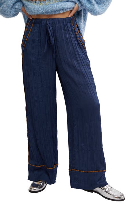 All Out Plissé Satin Wide Leg Pants