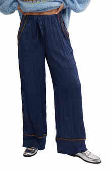 All Out Plissé Satin Wide Leg Pants