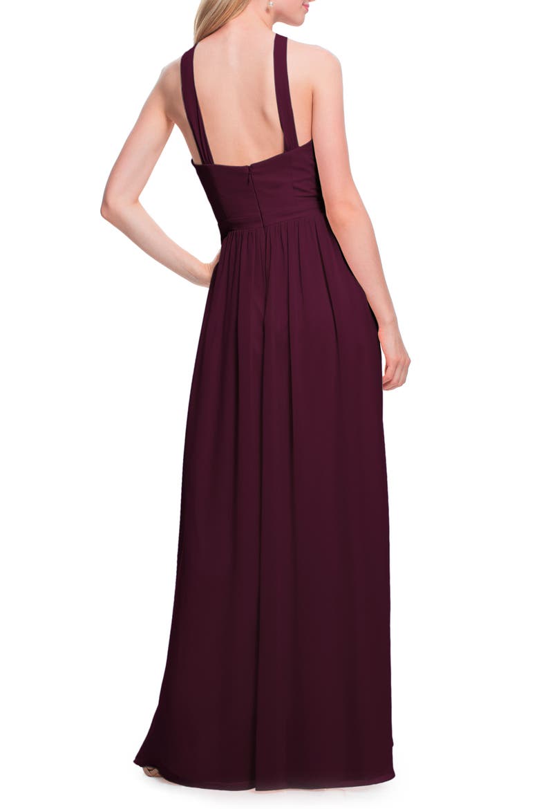 Halter Chiffon A-Line Gown, Alternate, color, WINE