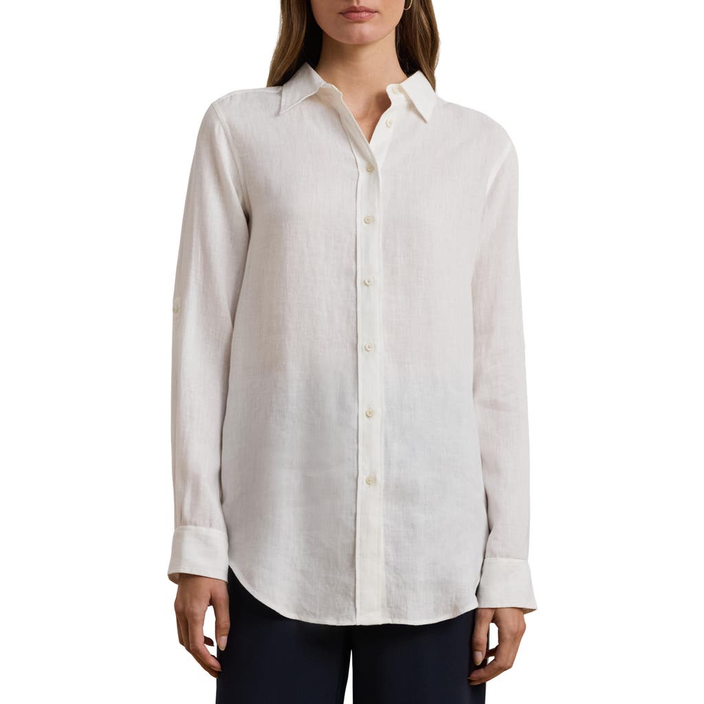 Ralph Lauren Lauren Relaxed Fit Linen Button-up Shirt In White