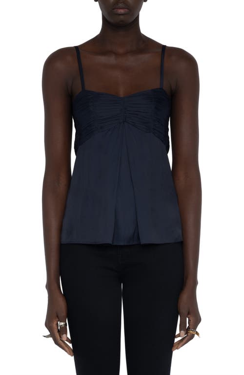 Zadig & Voltaire Cippie Pleated Satin Camisole In Black