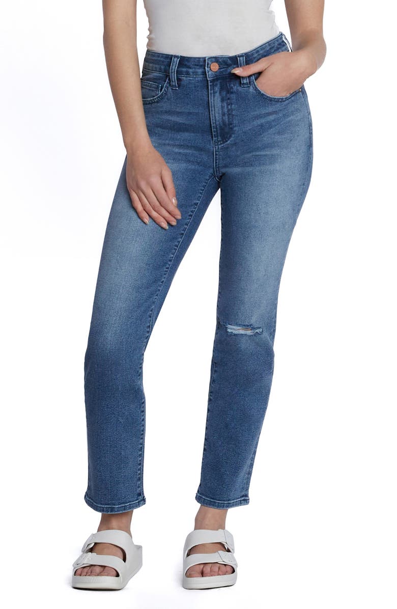 HINT OF BLU Serene Mid Rise Crop Straight Leg Jeans, Main, color,