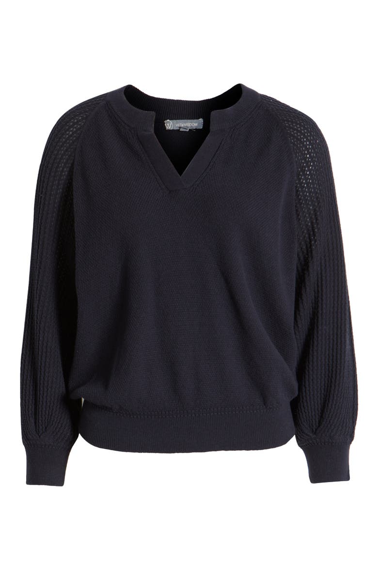 V-Notch Sweater, Alternate, color, NAVY