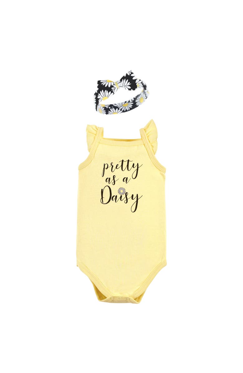 Hudson Baby Sleeveless Bodysuit and Headband Set, Alternate, color, Black Daisy