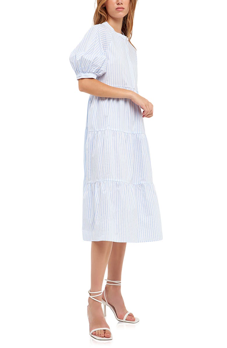 English Factory Stripe Tiered Midi Dress, Alternate, color,