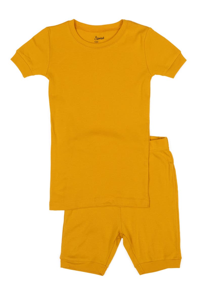 Solid 2-Piece Cotton Shorts Pajamas, Main, color, MUSTARD
