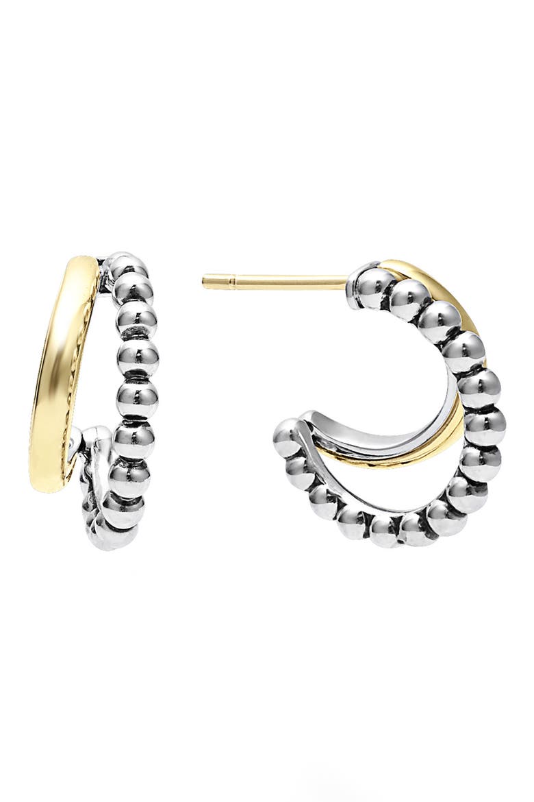 Signature Caviar Double Mini Hoop Earrings (Nordstrom Exclusive), Alternate, color, SILVER GOLD