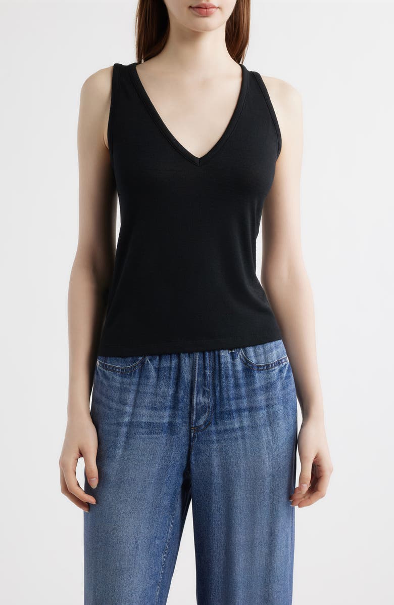rag & bone The Knit V-Neck Tank, Main, color, Black