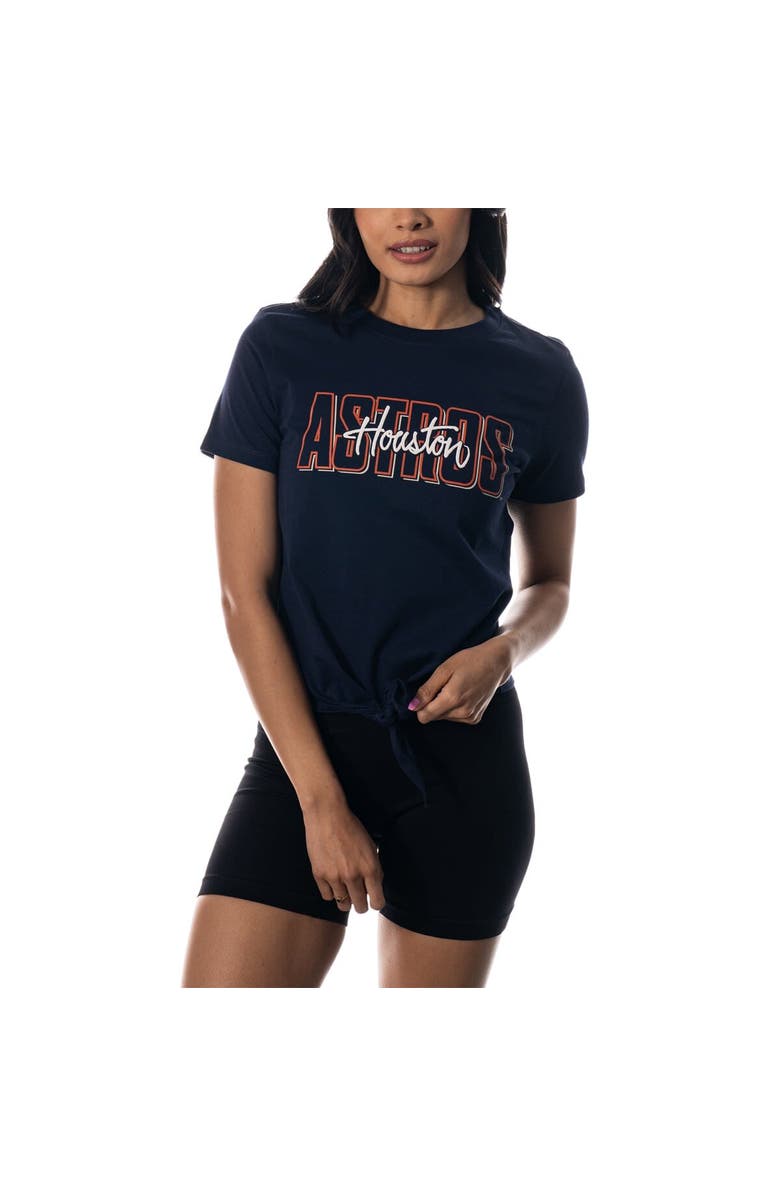 THE WILD COLLECTIVE Women's The Wild Collective Navy Houston Astros Twist Front T-Shirt, Main, color, Navy