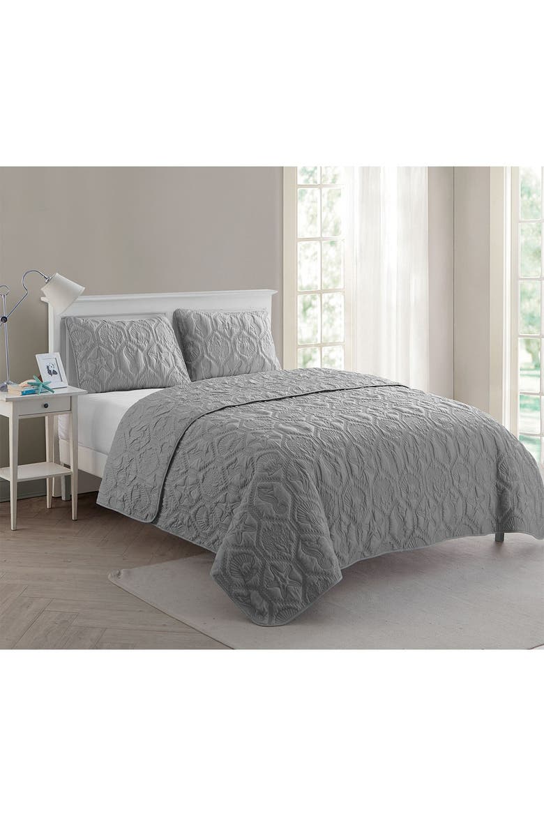 Shore Embossed Quilt Set - Queen, Main, color, GREY