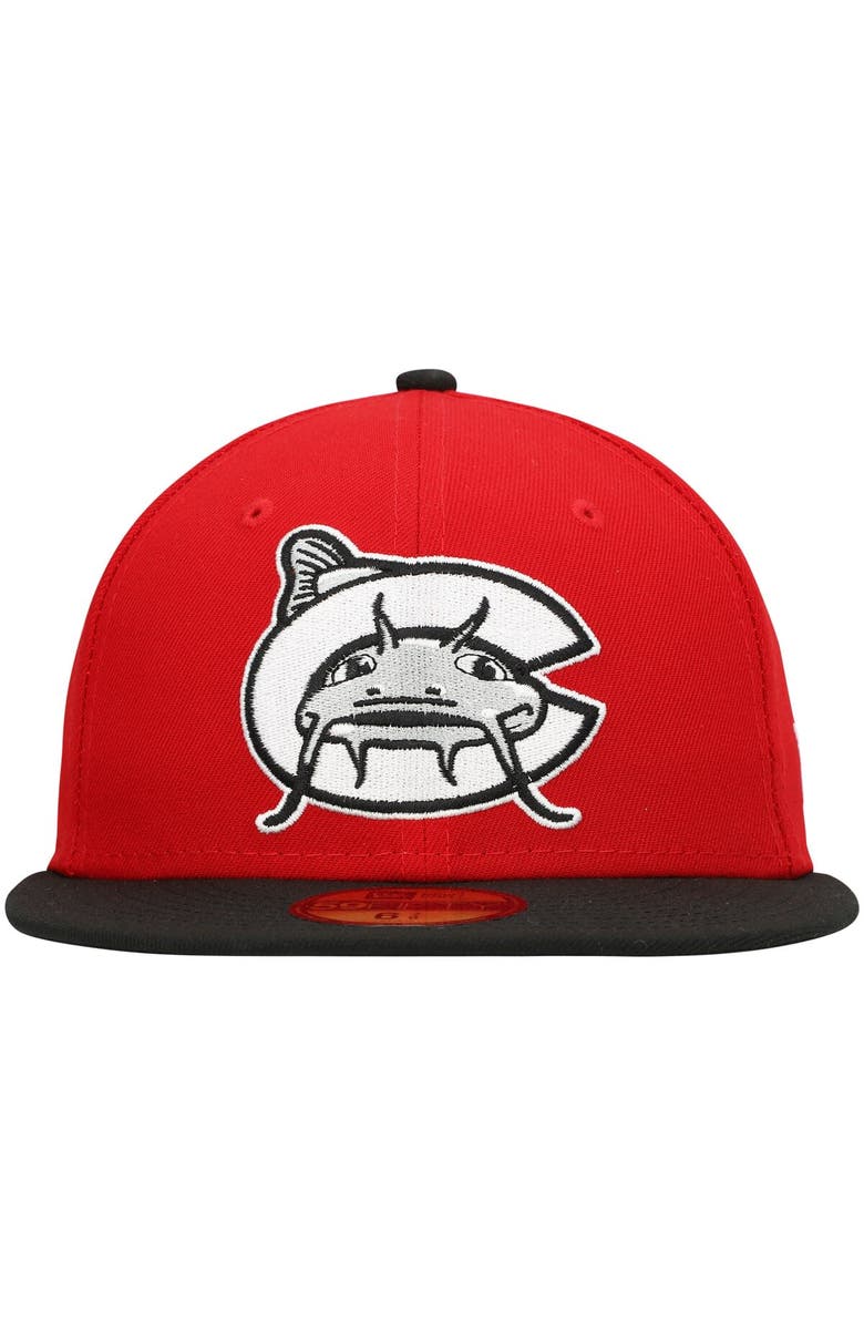 New Era Men's New Era Red Carolina Mudcats Authentic Collection Road 59FIFTY Fitted Hat, Alternate, color,