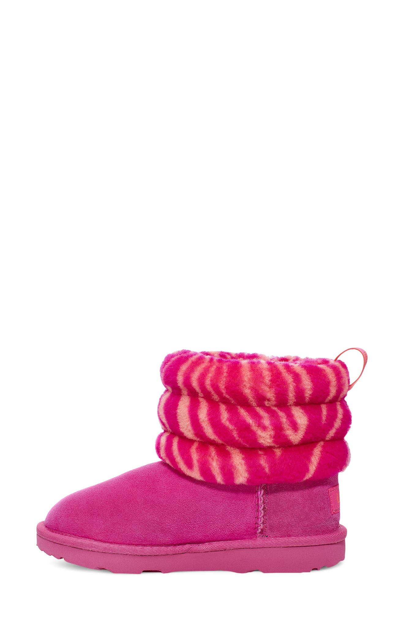Mini Fluff Genuine Shearling Bootie, Alternate, color, ROCK ROSE