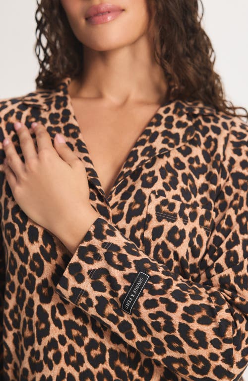Savage X Fenty Softcore Modal Pajama Button-up Shirt In Animal Print