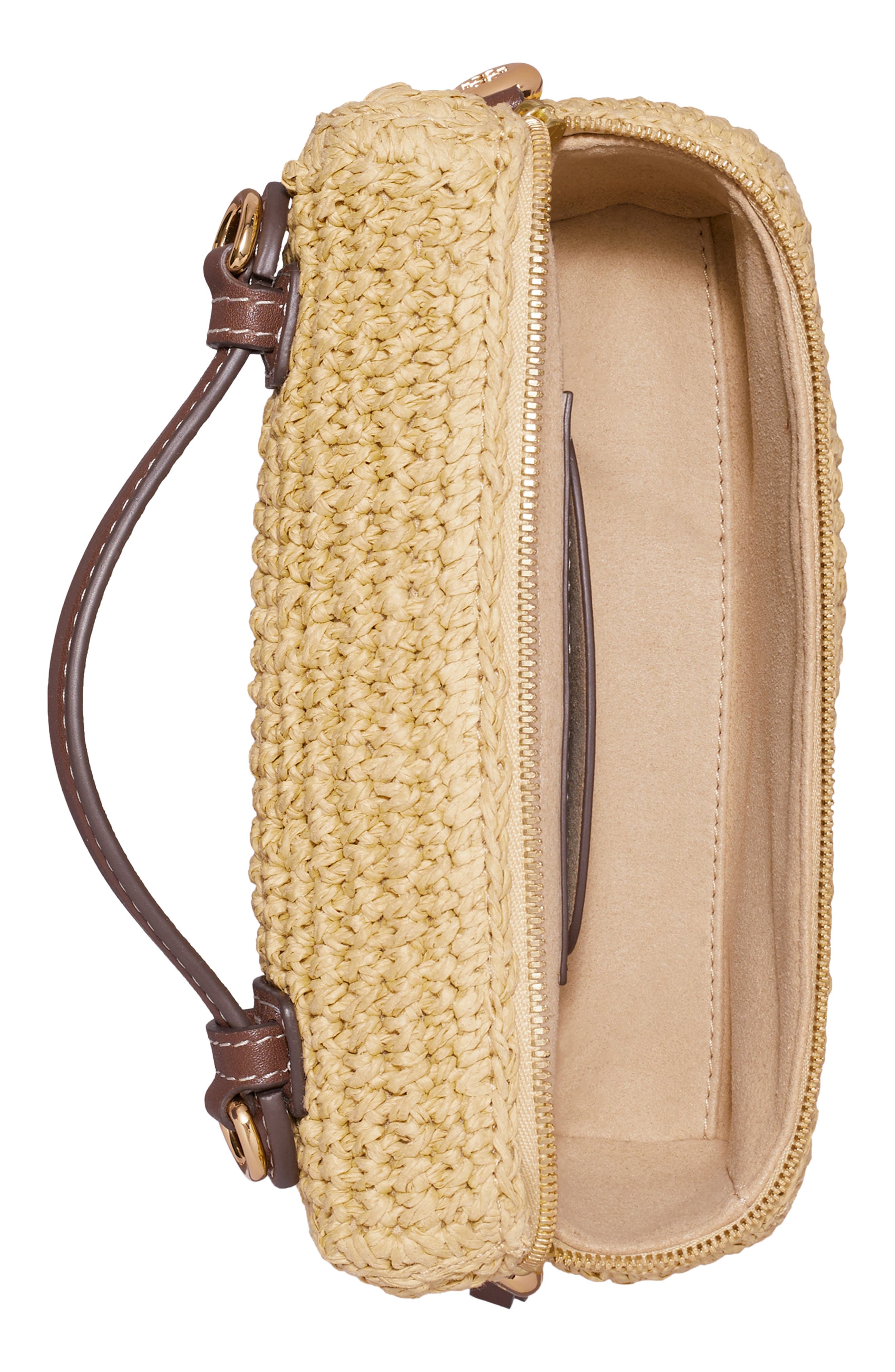 Tory Burch Romy Straw Top Handle Bag, Alternate, color, Natural