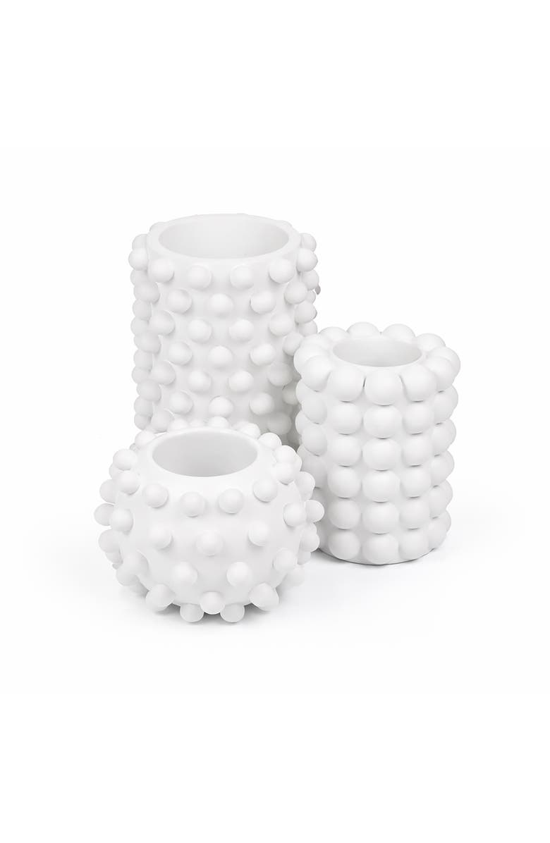 JONATHAN Y Maren Modern Minimalist Handmade Concrete Bubble Cylinder and Round Planter Set, Main, color, White