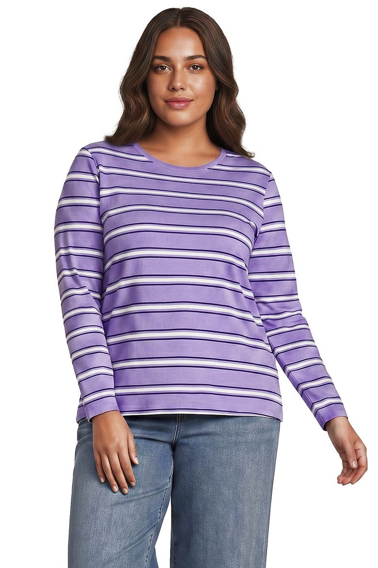Supima Cotton Long Sleeve Crewneck T-shirt, Main, color, Soft Amethyst/Navy Stripe