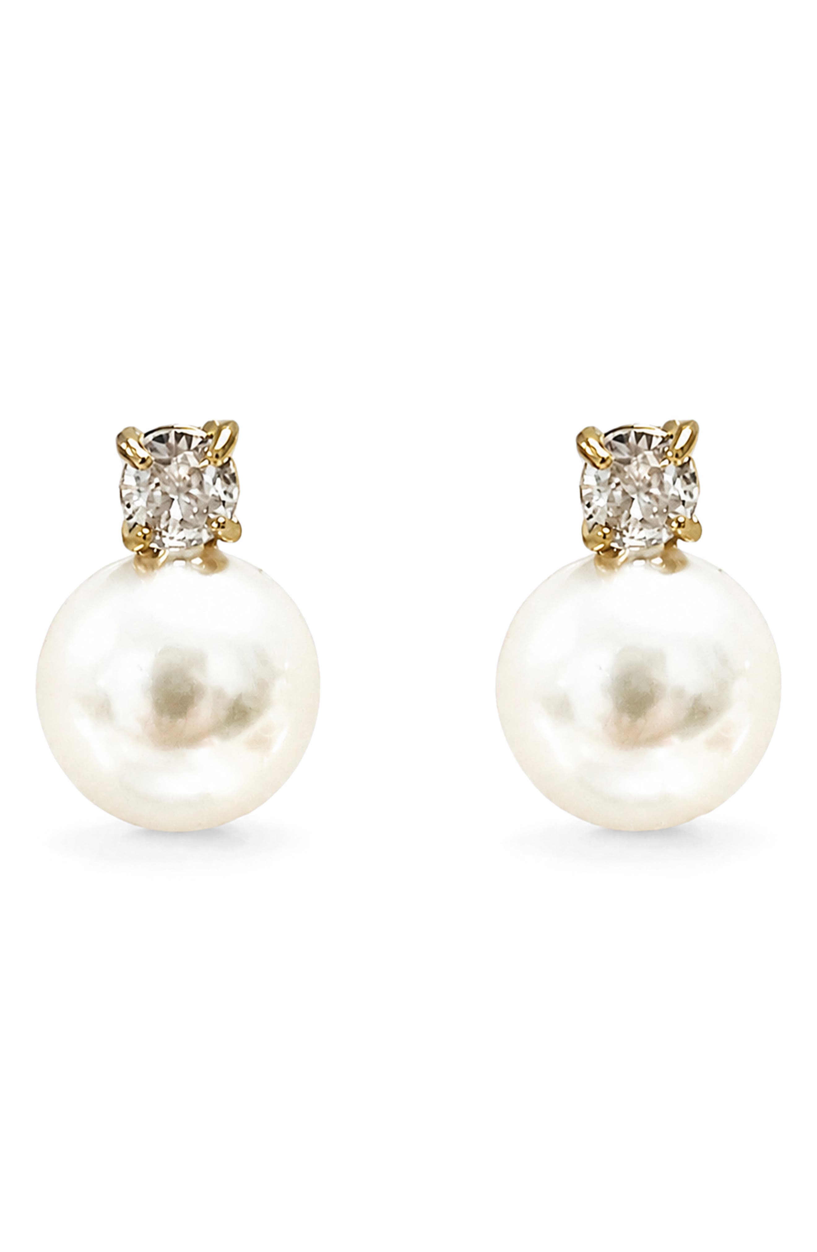 Faux Pearl and Crystal Stud Earrings