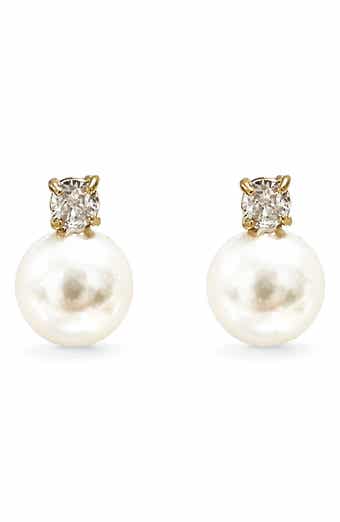 Faux Pearl and Crystal Stud Earrings