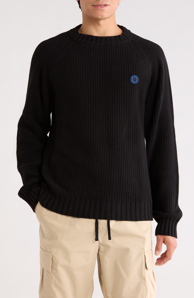 HUGO Sonni Crewneck Sweater, Main, color, Black