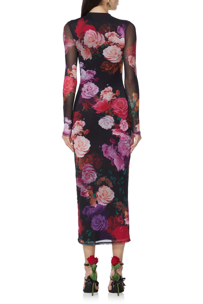Juniper Mock Neck Mesh Midi Dress, Alternate, color, VIOLET ROSES